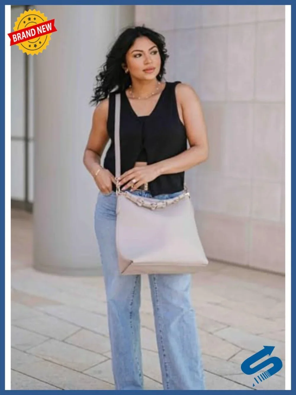 Slouchy Vegan Leather Tote Crossbody Bag Handbag
